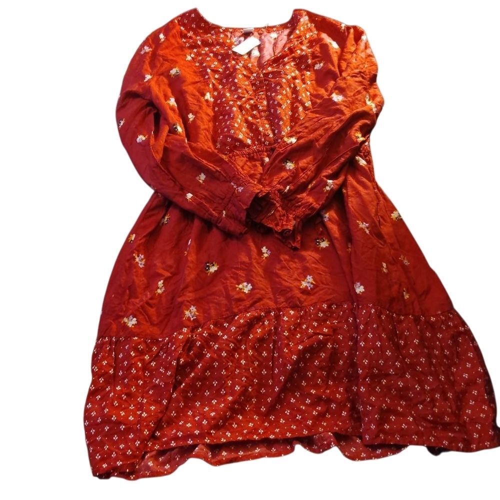 Old Navy Red Floral Midi Dress